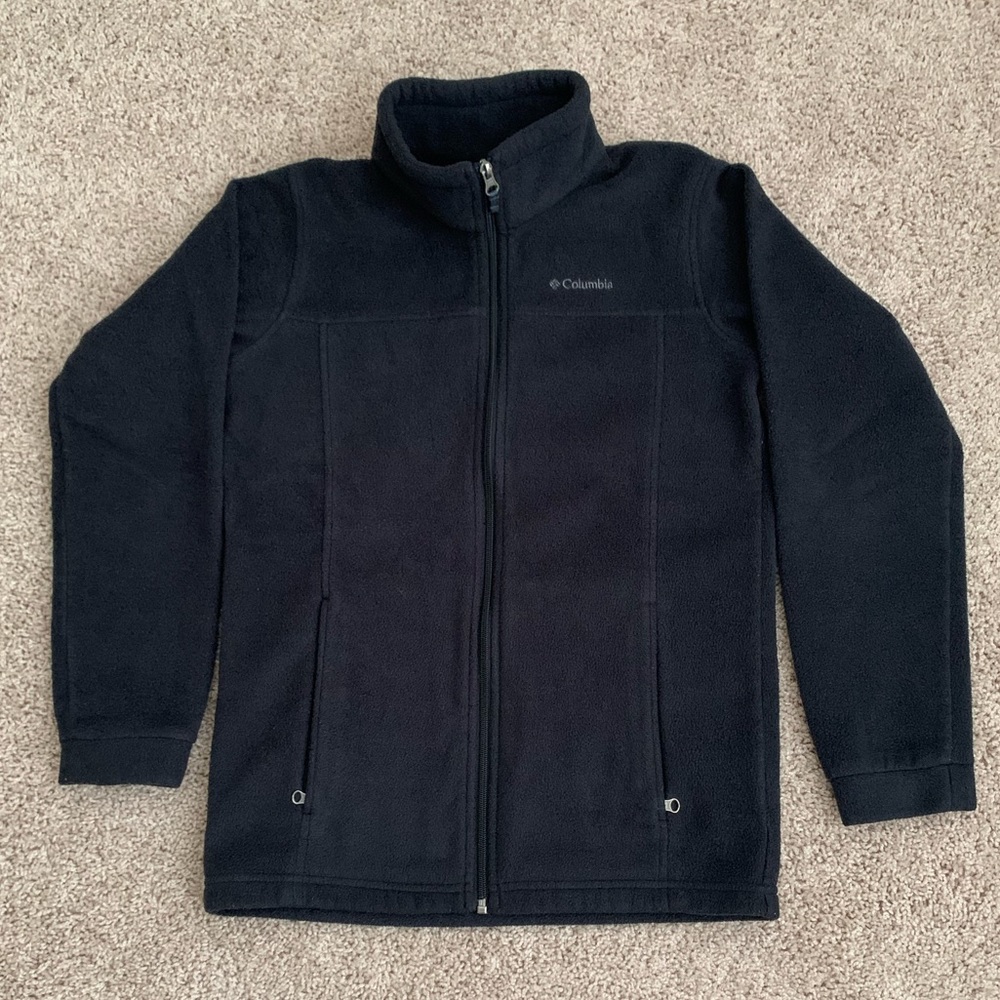 Columbia Sweatshirt Youth Large (14/16) Black Full Zip Collared Long Sleeve